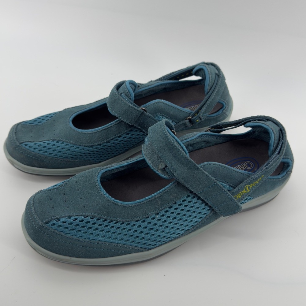 Orthofeet Mary Jane Sanibel Shoe Turquoise‎ Blue Women 11.5W Hook & Loop Walking